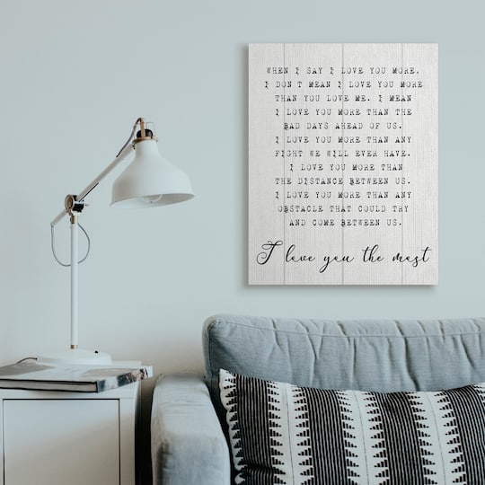 Stupell Industries Inspirational I Love You The Most Canvas Wall Art